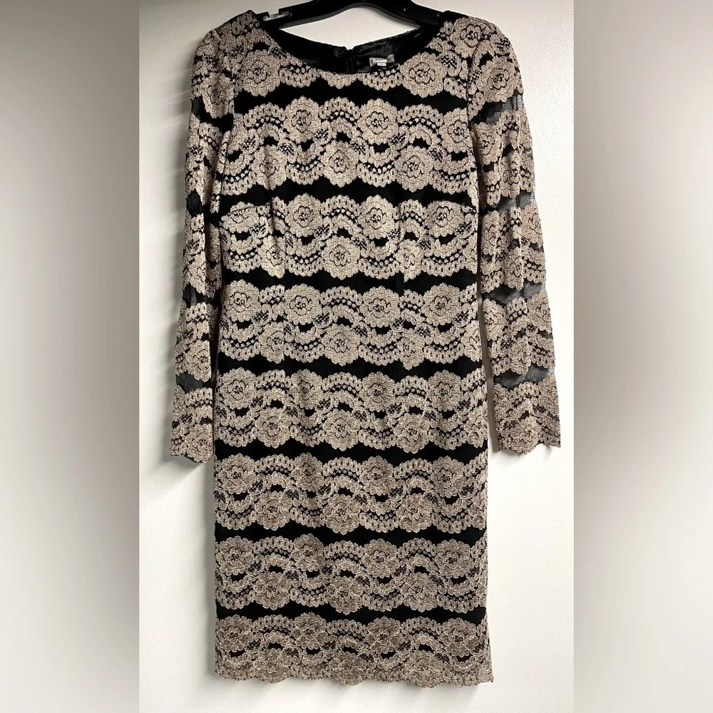 Cremieux Gold & Black Dress – Size 6 - Picture 1 of 7